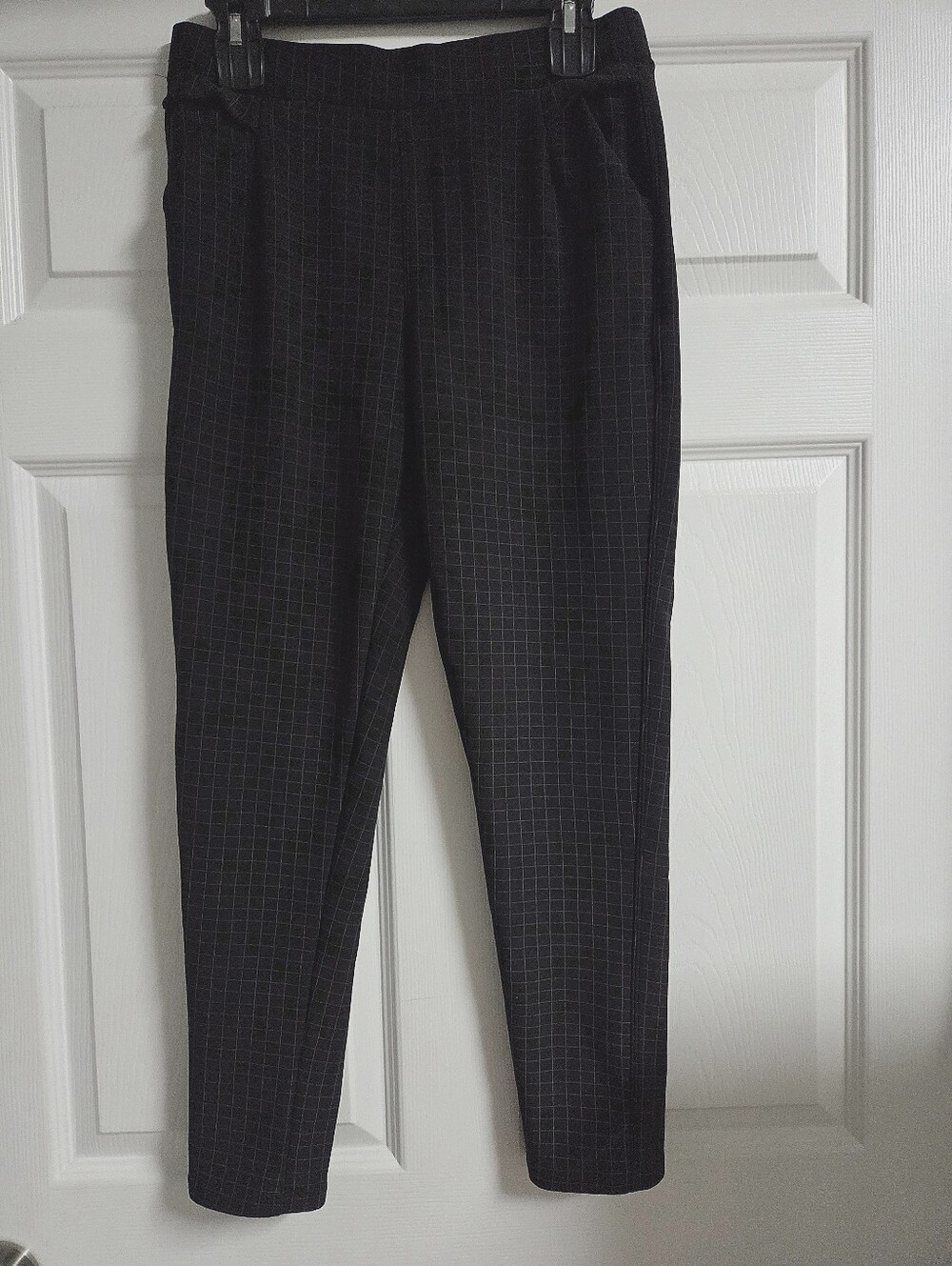 Maze Womens Black/White Windowpane Lined Like Sweats Leggings Size L